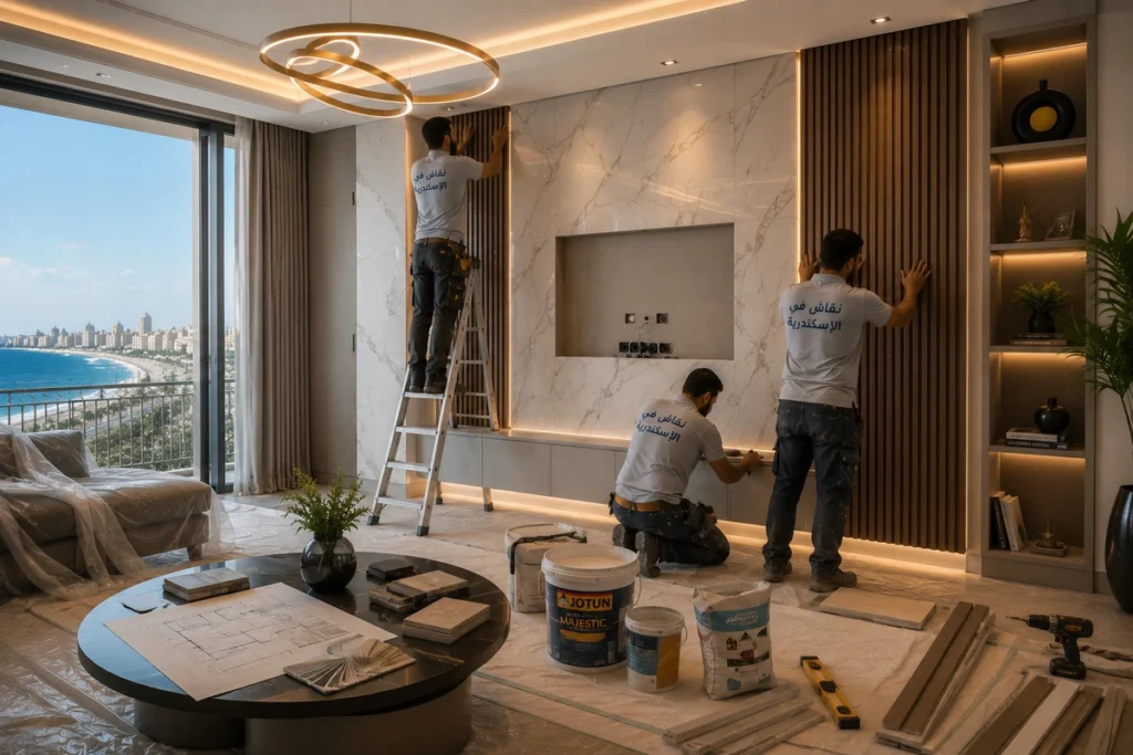 نقاش في الاسكندرية لأعمال التأسيس والتجديد